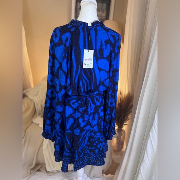 Reiss Vibrant Blue Patterned Women's Dress - Picture 7 of 8